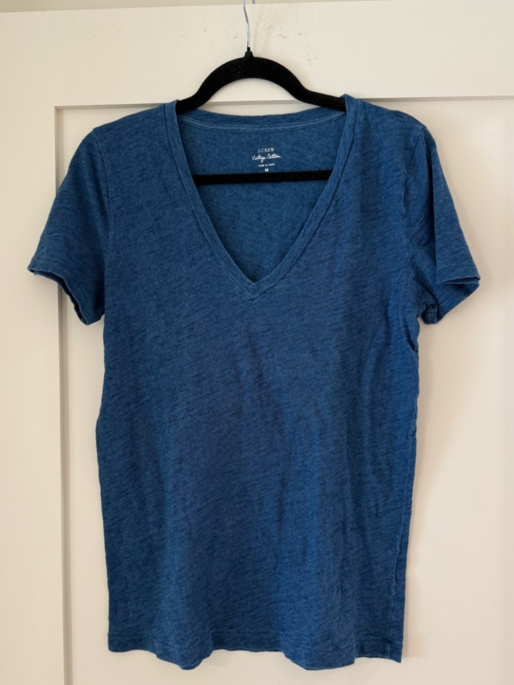 J. Crew Vintage Cotton Blue V-Neck Tee Sz M NWOT